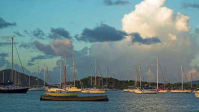 A group of boats in the water.