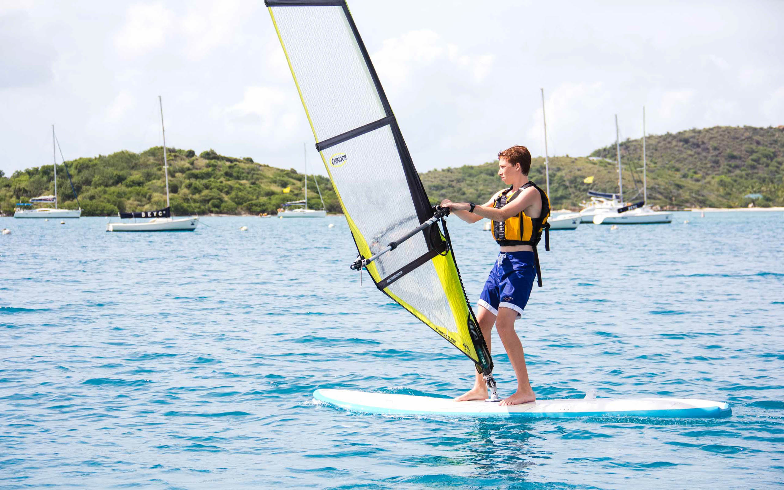 Windsurfing in the british virgin islands.