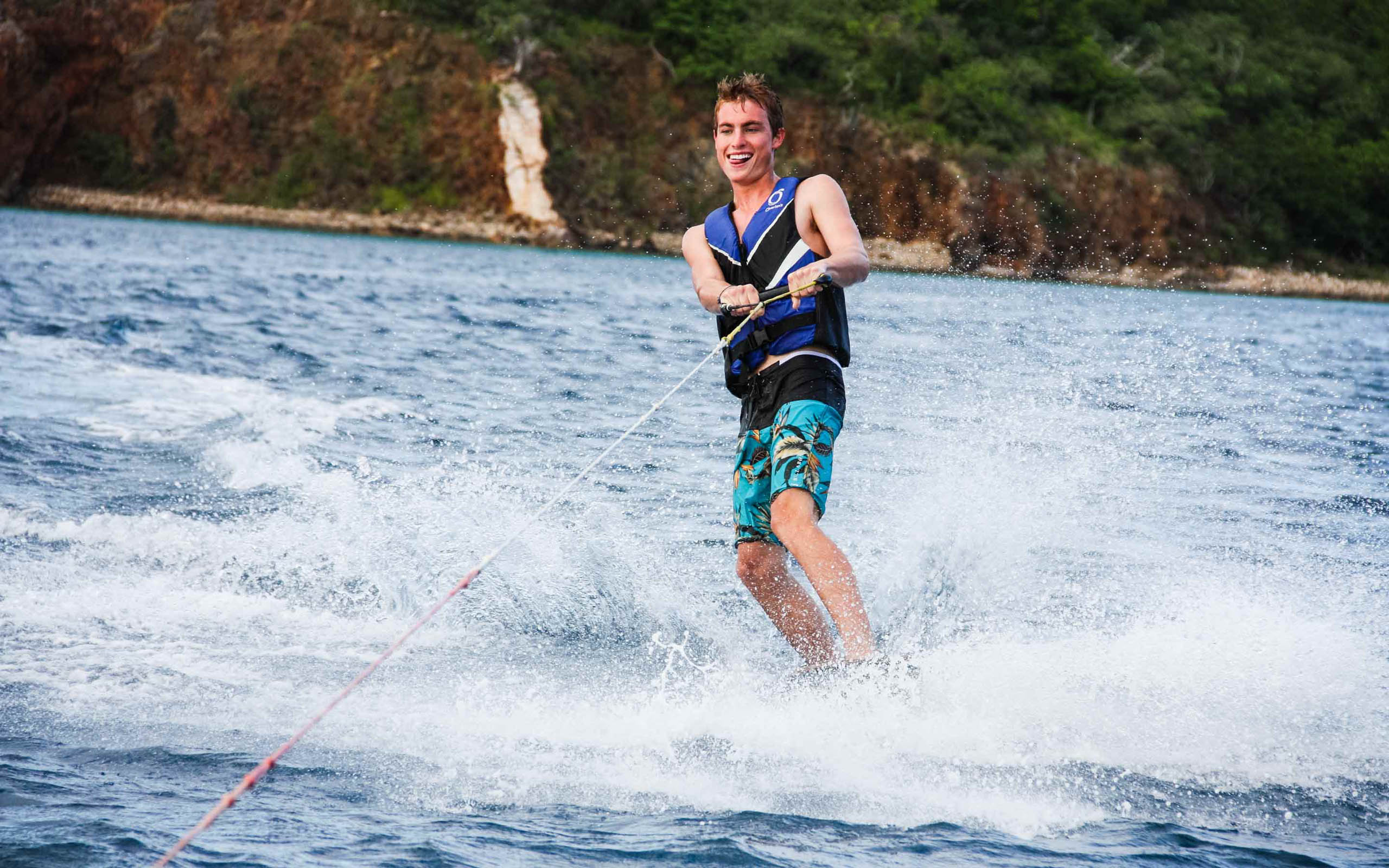 Camper water skiing.