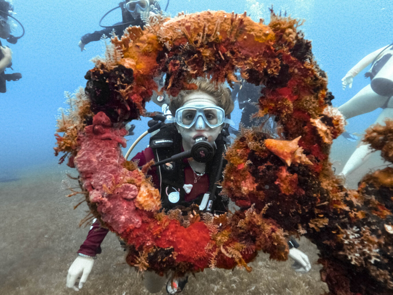 Camper scuba diving.