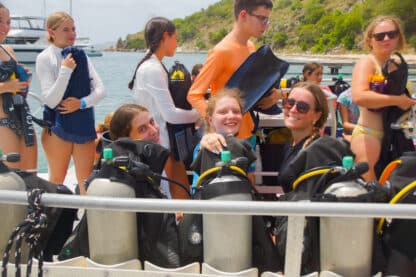Teen diver earning PADI certification in BVI